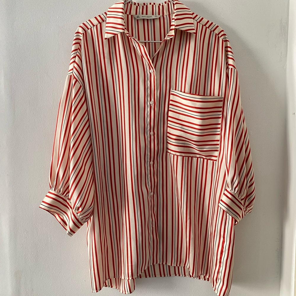 Pristine condition striped Zara shirt from a stylist's wardrobe